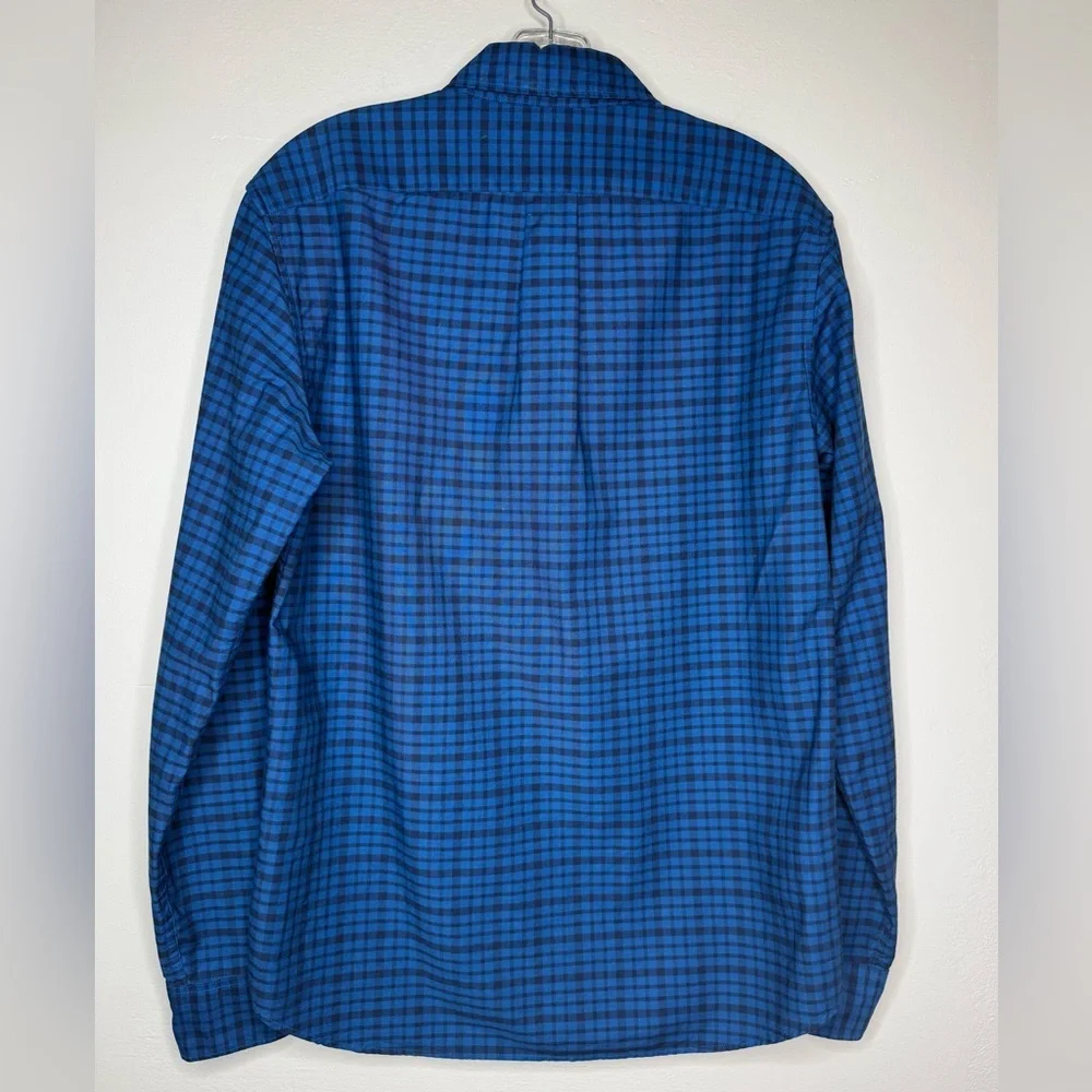 J. Crew Pima Cotton Navy Plaid Button Down Shirt Long Sleeve Size Medium